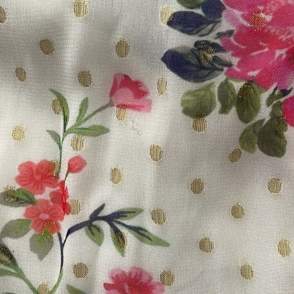 Rococo Sand Off White & Pink Floral Ruffle Xandra Dress US L - Picture 10 of 11